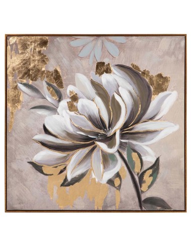 Cuadro Lienzo Flor con Marco Marrón