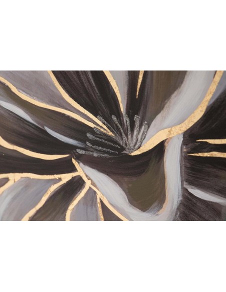 Cuadro Lienzo Flor con Marco Marrón