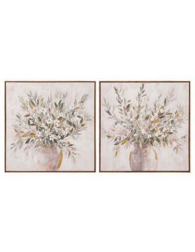 Cuadro Lienzo Jarrón con Marco Marrón