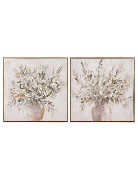 Cuadro Lienzo Jarrón con Marco Marrón