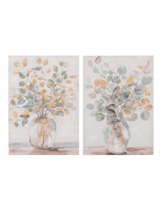 Cuadro Lienzo Jarrón con Marco Marrón