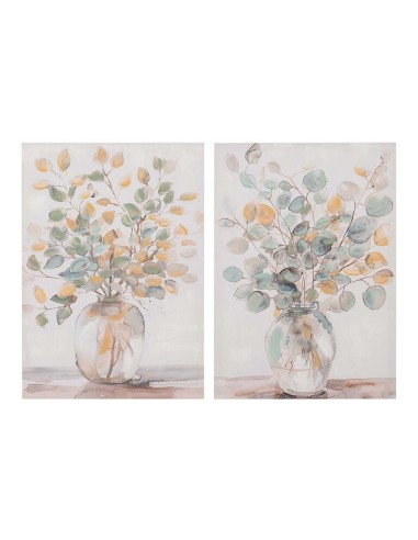 Cuadro Lienzo Jarrón con Marco Marrón