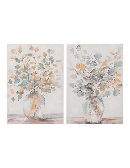 Cuadro Lienzo Jarrón con Marco Marrón