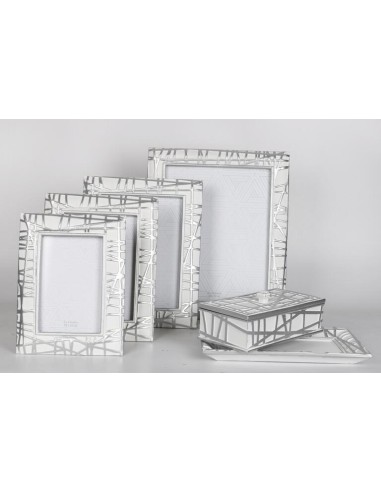 Caja Resina Plateada y Blanca