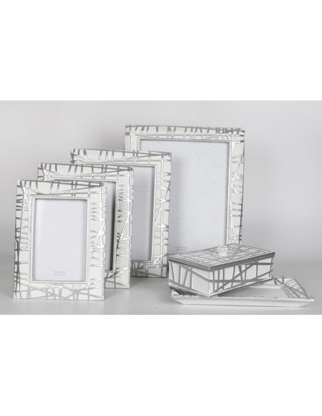 Caja Resina Plateada y Blanca