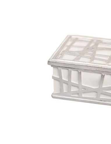 Caja Resina Plateada y Blanca