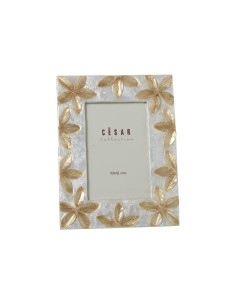 Portafotos Nácar con Flores en Relieve Tostadas