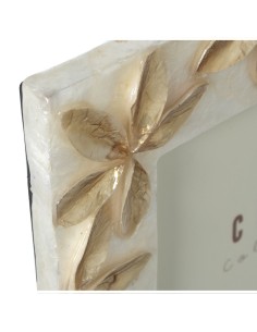 Portafotos Nácar con Flores en Relieve Tostadas 2