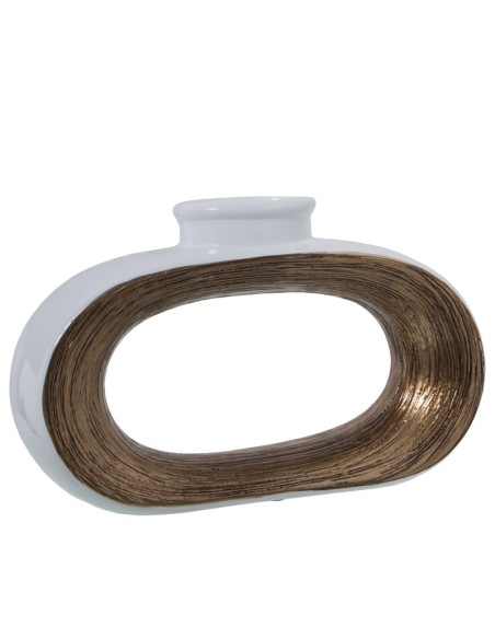Jarrón Cerámica Blanco/Oro 24 cm