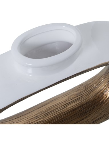 Jarrón Cerámica Blanco/Oro 24 cm