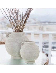 Jarrón de Cerámica Blanco con Asa 2