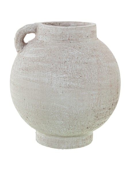 Jarrón de Cerámica Blanco con Asa