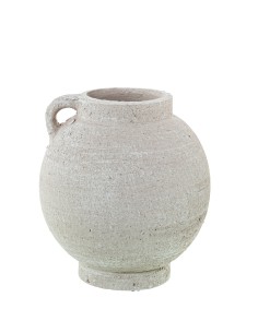 Jarrón de Cerámica Blanco con Asa