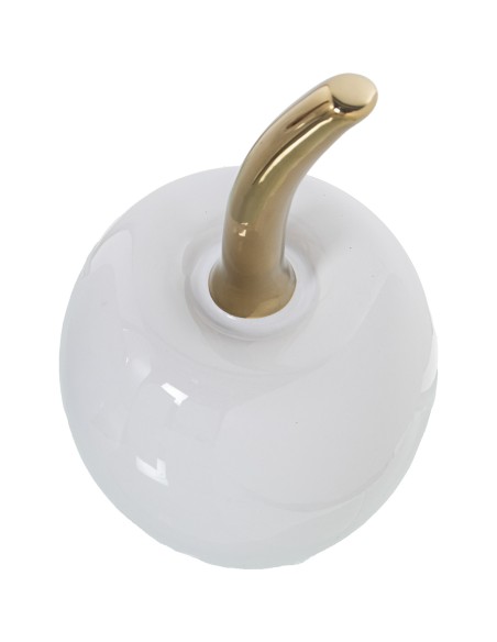 Figura de Cerámica Blanca Cereza con Rabo Dorado