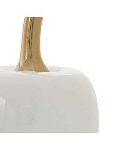 Figura de Cerámica Blanca Cereza con Rabo Dorado