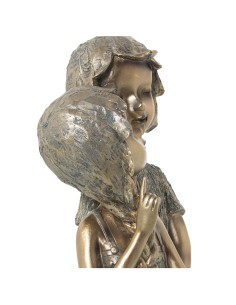 Figura de Resina Pareja de Niños Color Dorado 2