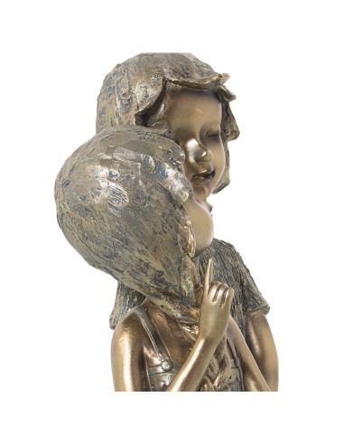 Figura de Resina Pareja de Niños Color Dorado