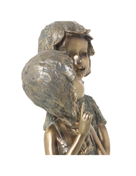 Figura de Resina Pareja de Niños Color Dorado