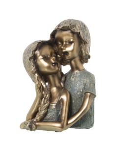 Figura de Resina Pareja de Niños Color Dorado