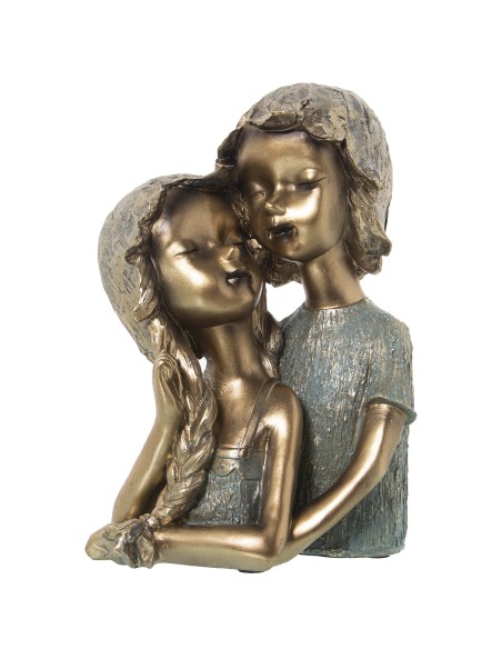 Figura de Resina Pareja de Niños Color Dorado