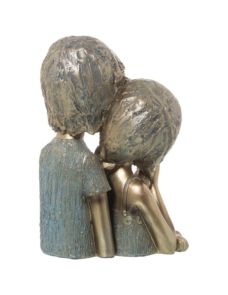 Figura de Resina Pareja de Niños Color Dorado