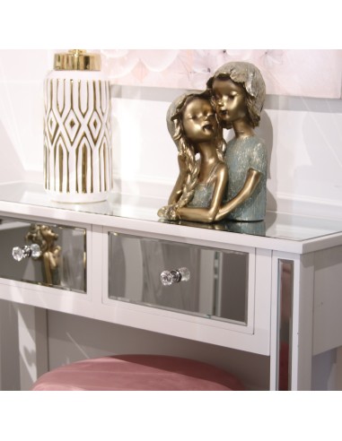 Figura de Resina Pareja de Niños Color Dorado