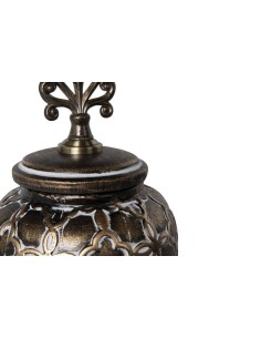 Tibor con Relieve de Cerámica Color Marrón 2