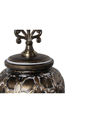 Tibor con Relieve de Cerámica Color Marrón