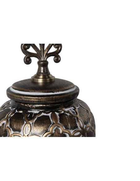 Tibor con Relieve de Cerámica Color Marrón