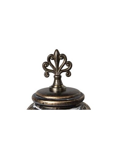 Tibor con Relieve de Cerámica Color Marrón