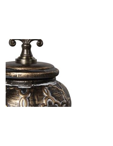 Tibor con Relieve de Cerámica Color Marrón