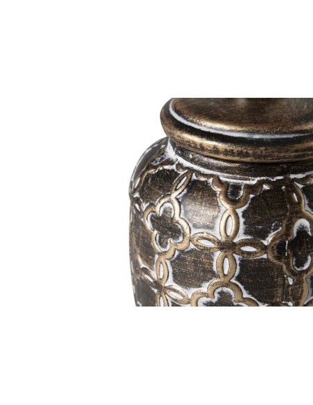 Tibor con Relieve de Cerámica Color Marrón