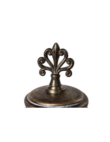 Tibor con Relieve de Cerámica Color Marrón