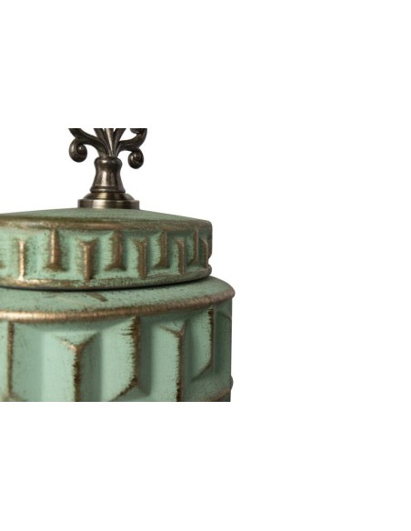 Tibor con Relieve de Cerámica Color Verde