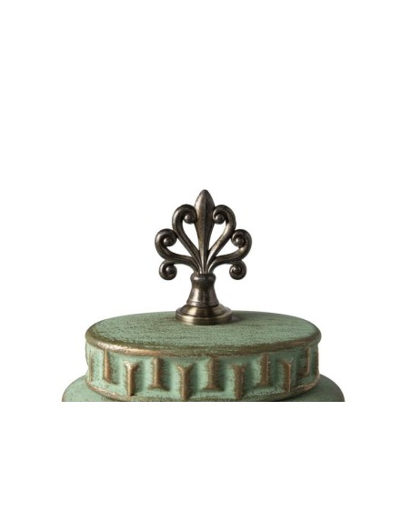 Tibor con Relieve de Cerámica Color Verde