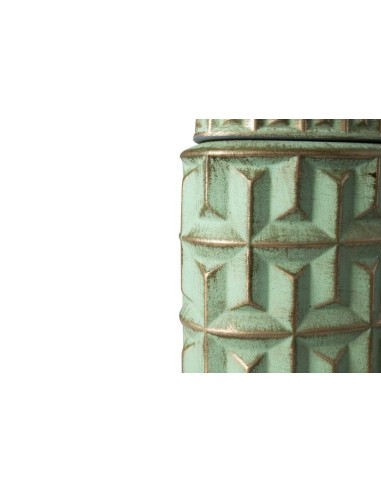 Tibor con Relieve de Cerámica Color Verde