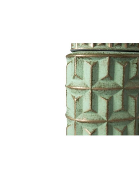 Tibor con Relieve de Cerámica Color Verde