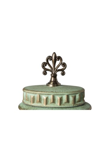 Tibor con Relieve de Cerámica Color Verde