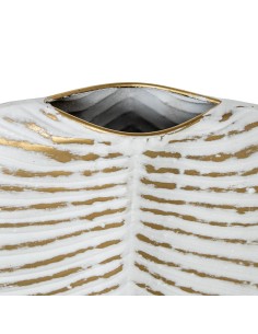 Jarrón de Metal Dorado y Blanco Mediano 2