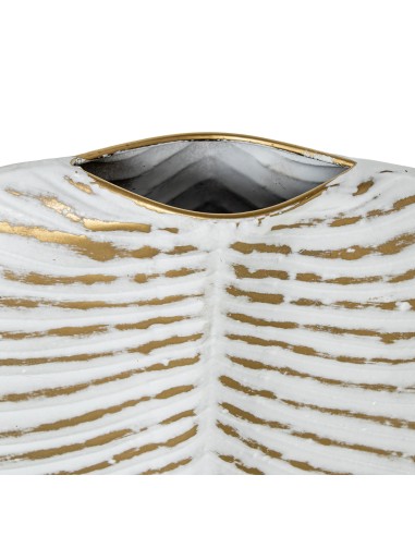 Jarrón de Metal Dorado y Blanco Mediano