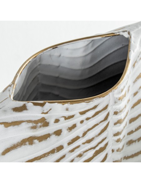 Jarrón de Metal Dorado y Blanco Mediano