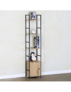 Estantería de Metal con Cajón de Madera