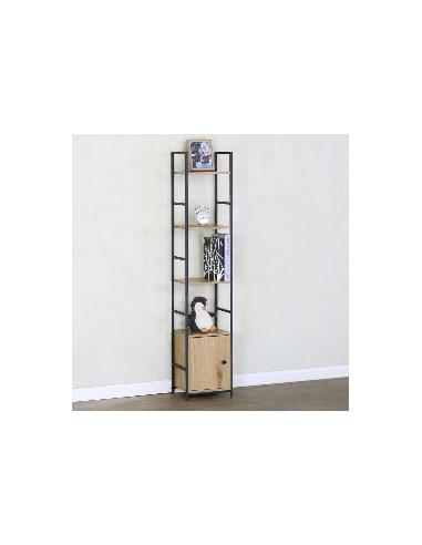 Estantería de Metal con Cajón de Madera