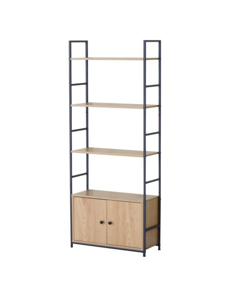 Estantería de Metal con Cajón de Madera