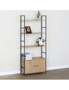 Estantería de Metal con Cajón de Madera