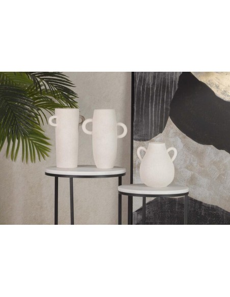 Jarrón de Cerámica Beige con Asas