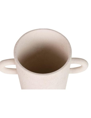 Jarrón de Cerámica Beige con Asas