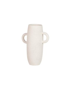 Jarrón de Cerámica Beige con Asas