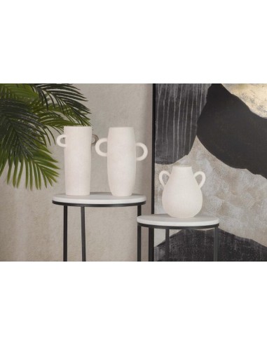 Jarrón de Cerámica Beige con Asas