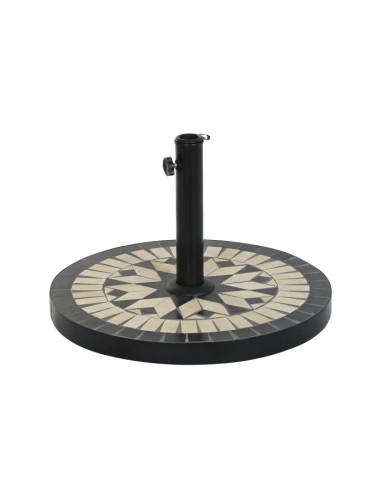 Base de Parasol de Gres y Inox con Detalles en Azulejos